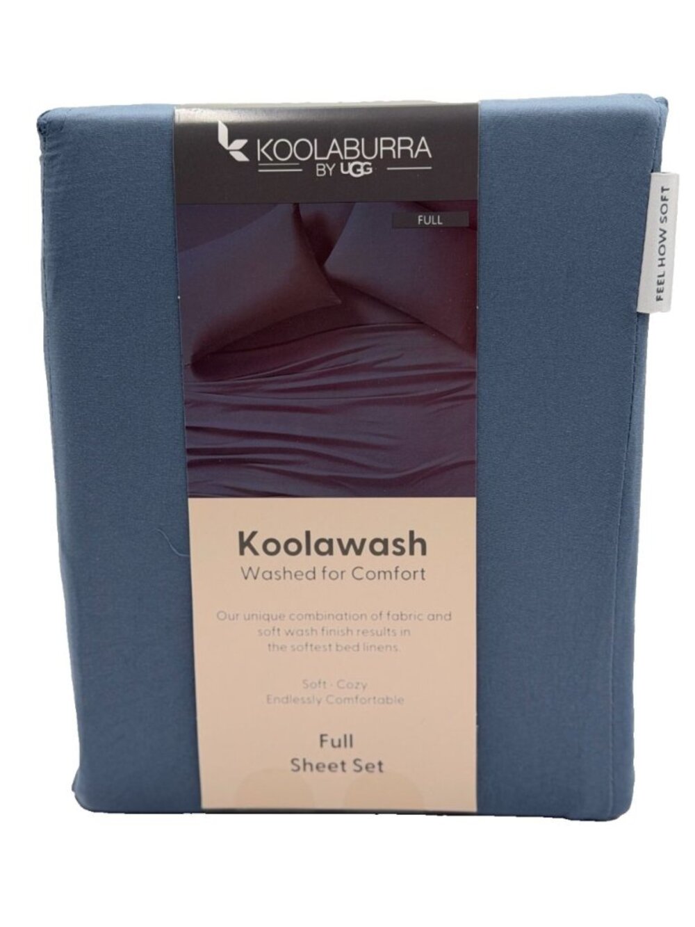 Koolaburra by UGG Koolawash Full Sheet Set Dark Blue 4-Piece 15" Deep New